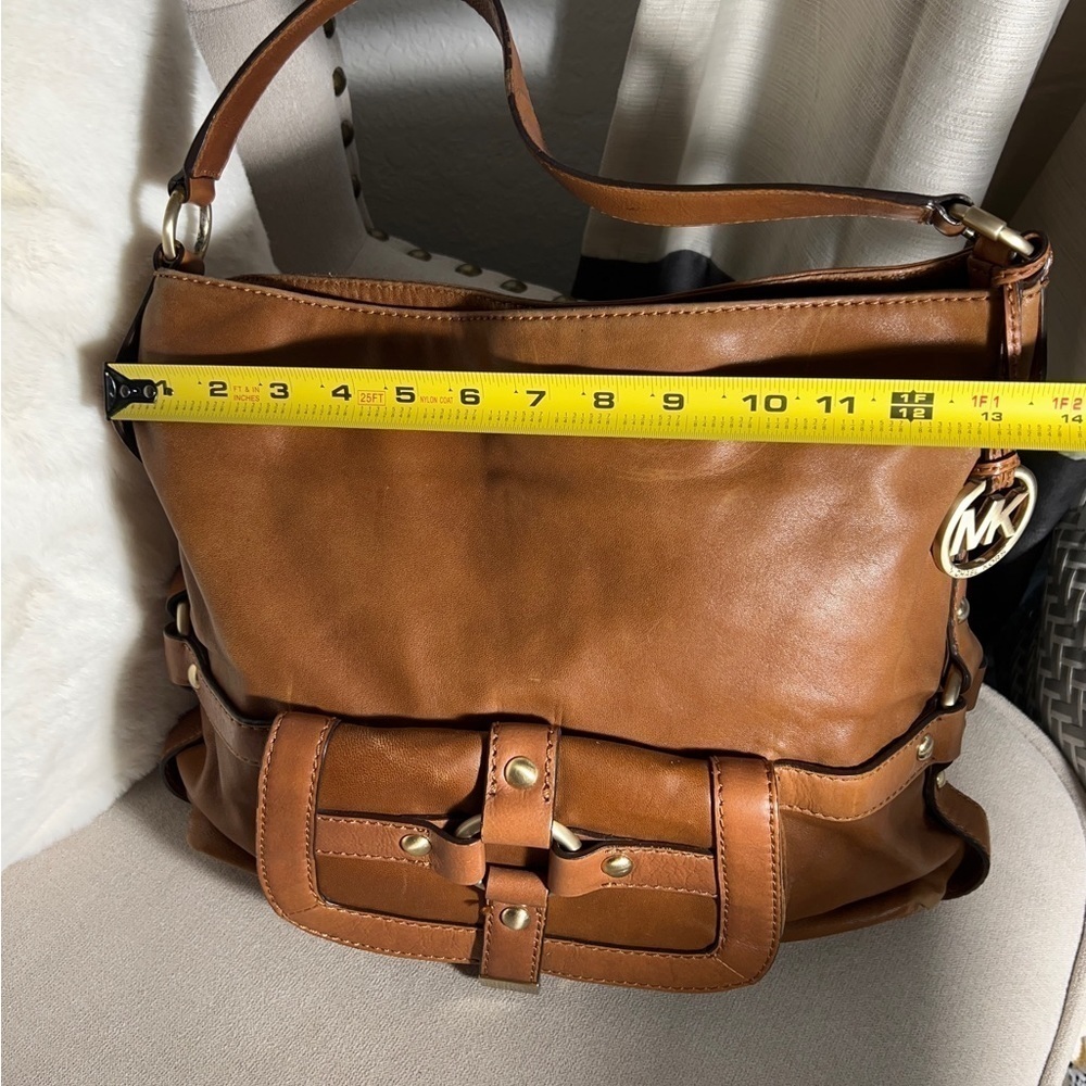 Pre-Owned Michael Kors Genuine Brown Soft Leather Large Shoulder Tote Bag - Picture 9 of 11